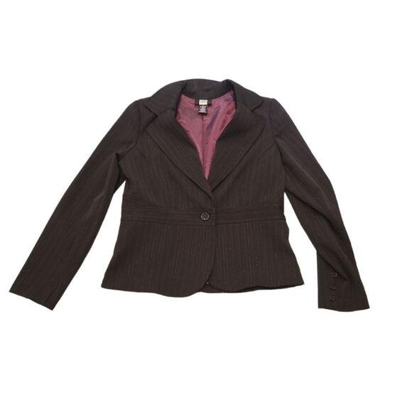 Studio 1940 Womens black pinstripe one button blazer size 10 office career work - Picture 2 of 8